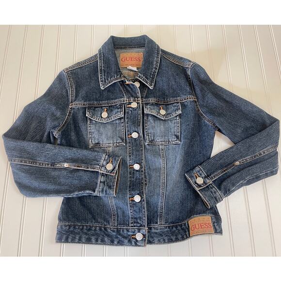 Vintage Guess Medium Wash Jean Denim Jacket - Size Women's Small - Picture 1 of 7